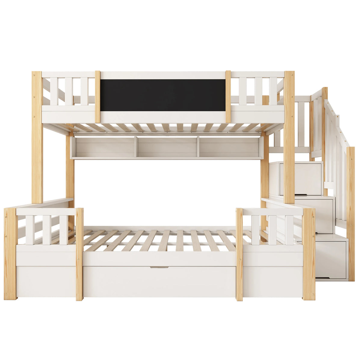 Etagenbett-Hausbett mit Rutsche, Tafel und Bücherregal Lilla Kids