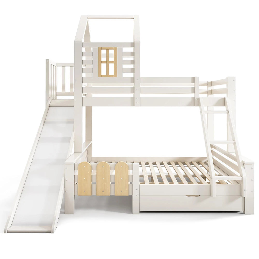 Etagenbett-Hausbett mit Rutsche und Schublade 90 und 140 Lilla Kids