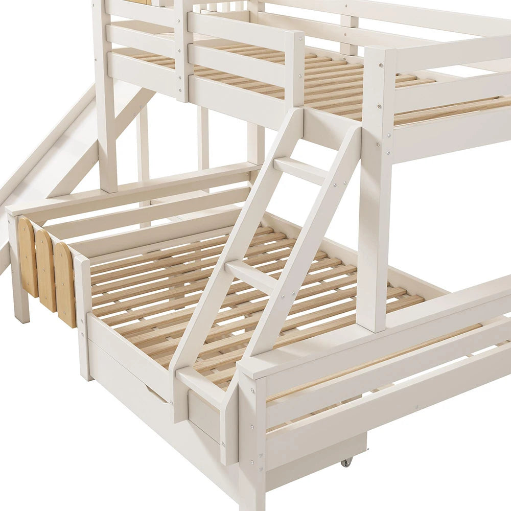 Etagenbett-Hausbett mit Rutsche und Schublade 90 und 140 Lilla Kids