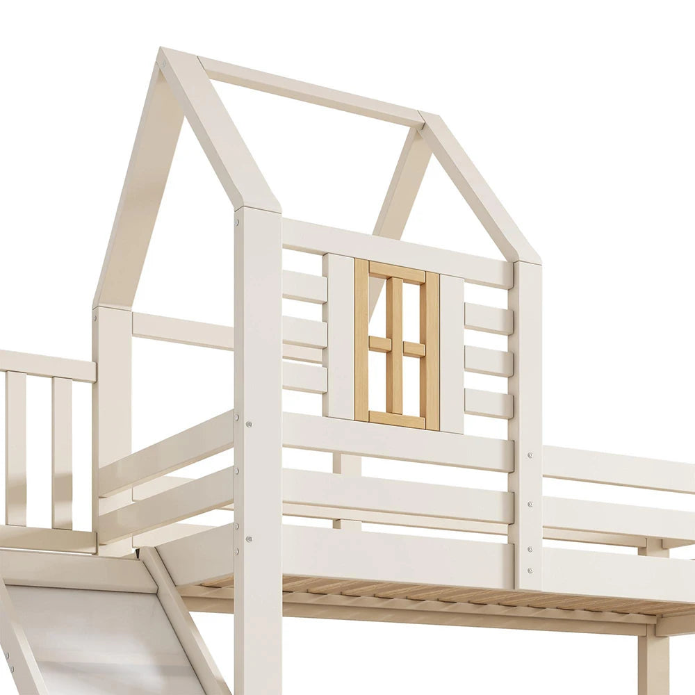 Etagenbett-Hausbett mit Rutsche und Schublade 90 und 140 Lilla Kids