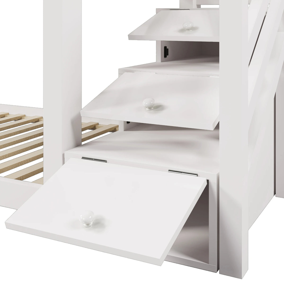Etagenbett-Hausbett mit Treppe, Schubladen und Sternendach 90x200 Lilla Kids