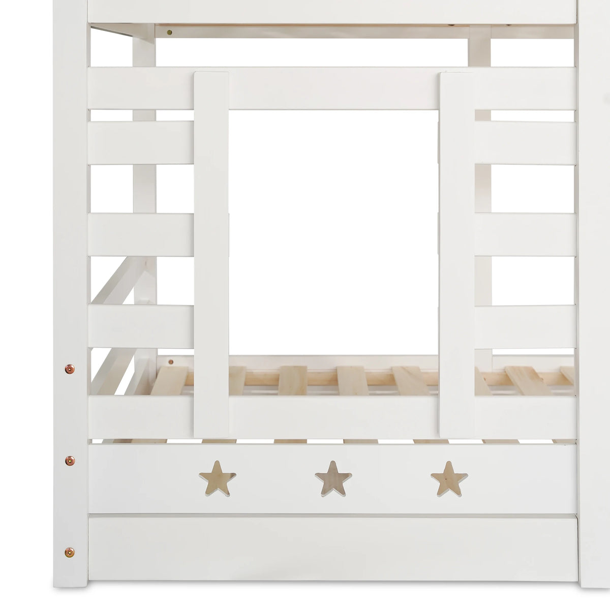 Etagenbett-Hausbett mit Treppe, Schubladen und Sternendach 90x200 Lilla Kids
