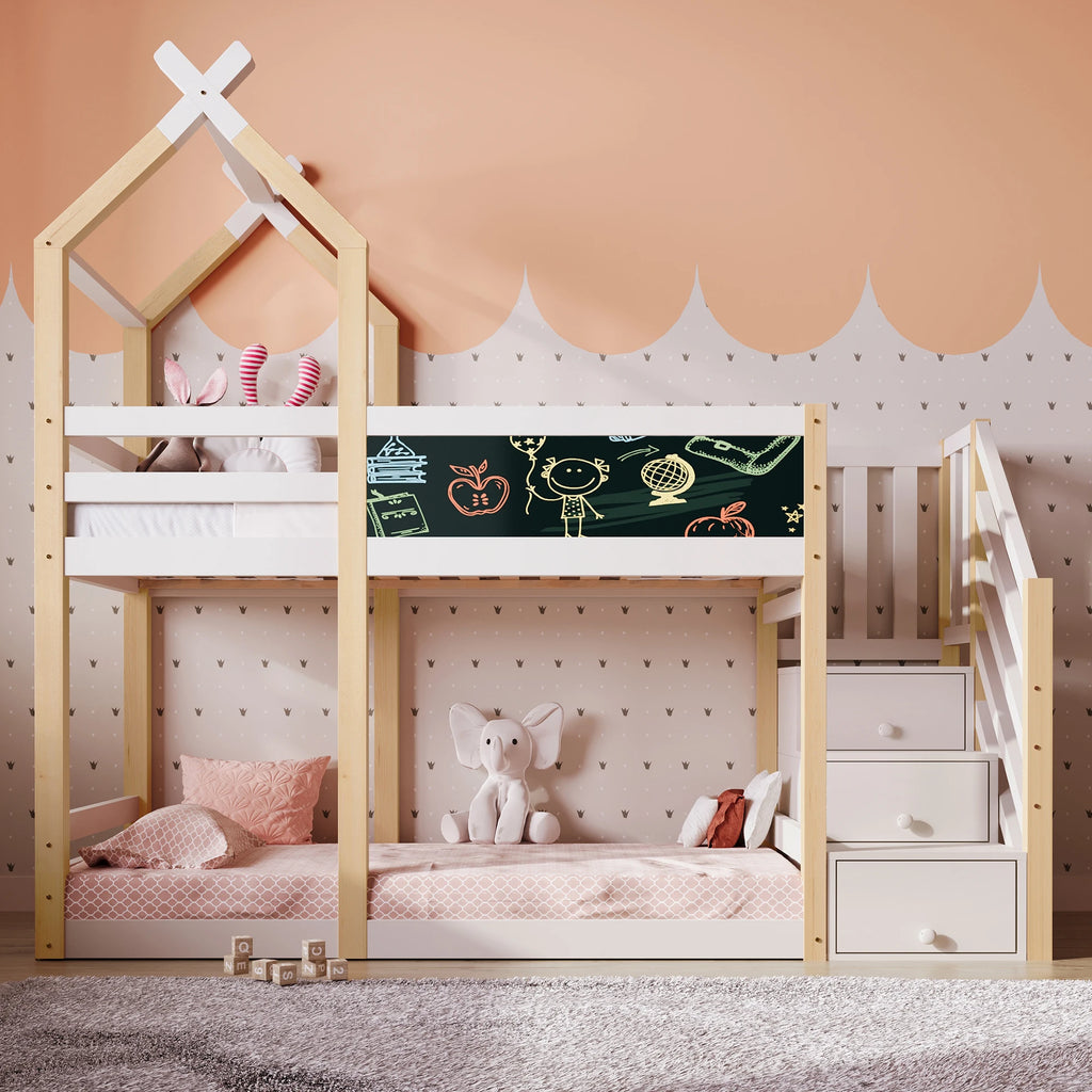 Etagenbett-Hausbett mit Treppe und integriertem Stauraum Lilla Kids