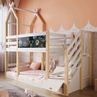Etagenbett-Hausbett mit Treppe und integriertem Stauraum Lilla Kids