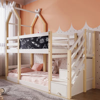 Etagenbett-Hausbett mit Treppe und integriertem Stauraum Lilla Kids