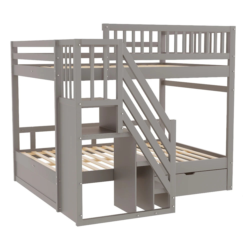 Etagenbett-Hausbett mit Treppe und Schubladen 140x200 Lilla Kids
