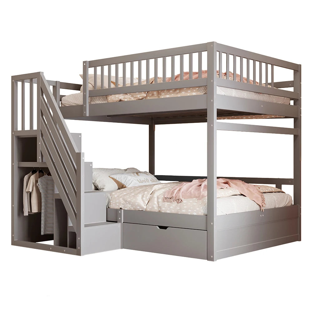 Etagenbett-Hausbett mit Treppe und Schubladen 140x200 Lilla Kids