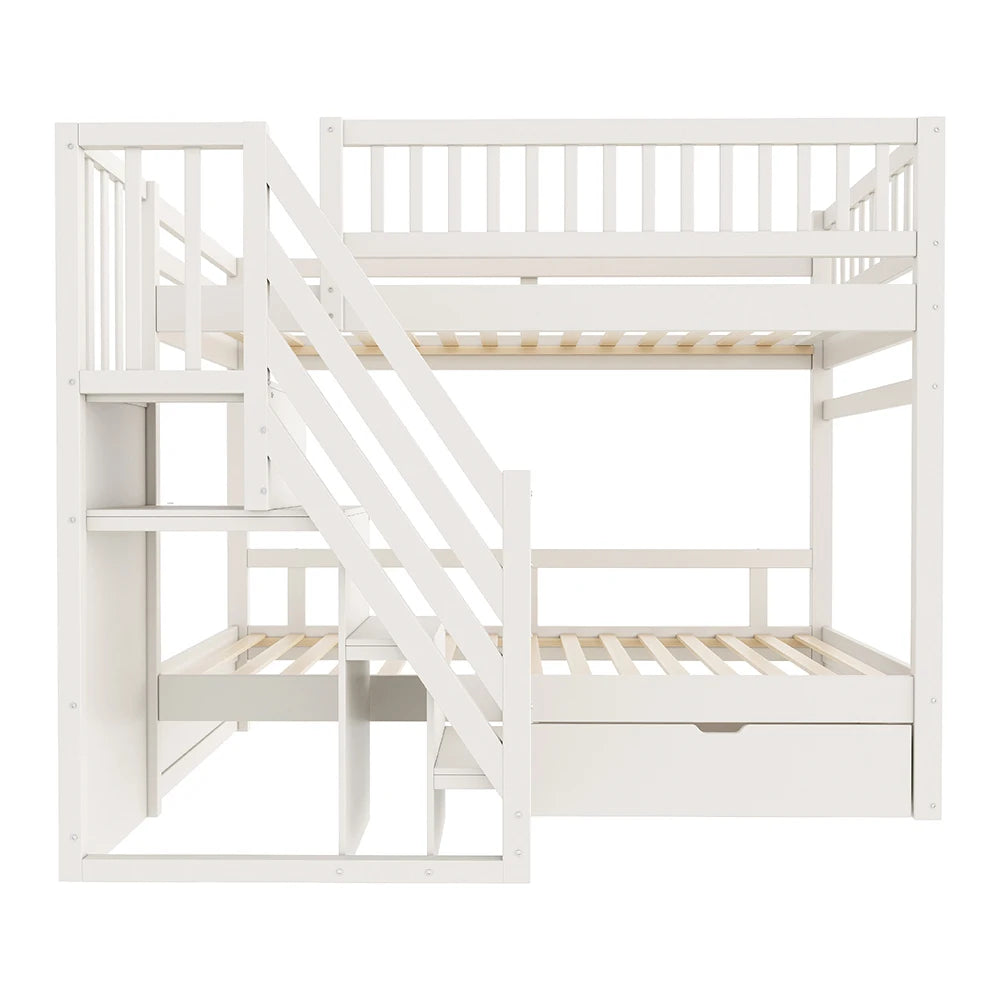 Etagenbett-Hausbett mit Treppe und Schubladen 90x200 Lilla Kids