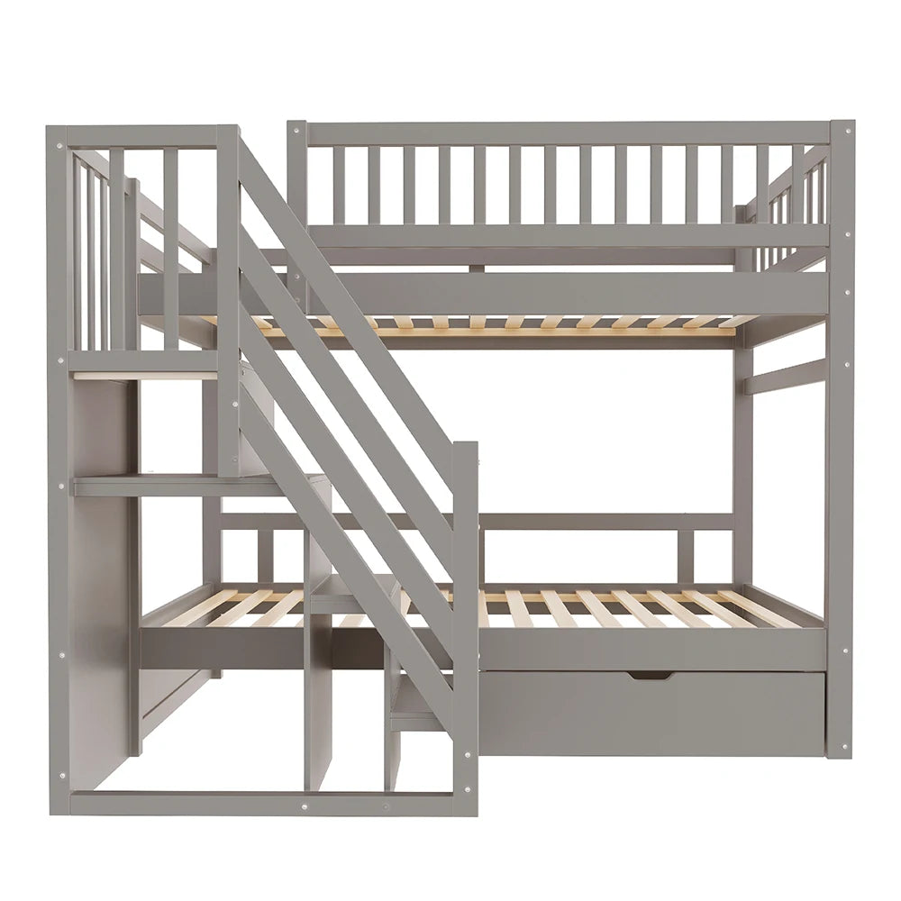 Etagenbett-Hausbett mit Treppe und Schubladen 90x200 Lilla Kids