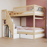 Etagenbett-Hausbett mit Treppe und Schubladen 90x200 Lilla Kids