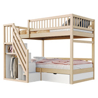 Etagenbett-Hausbett mit Treppe und Schubladen 90x200 Lilla Kids