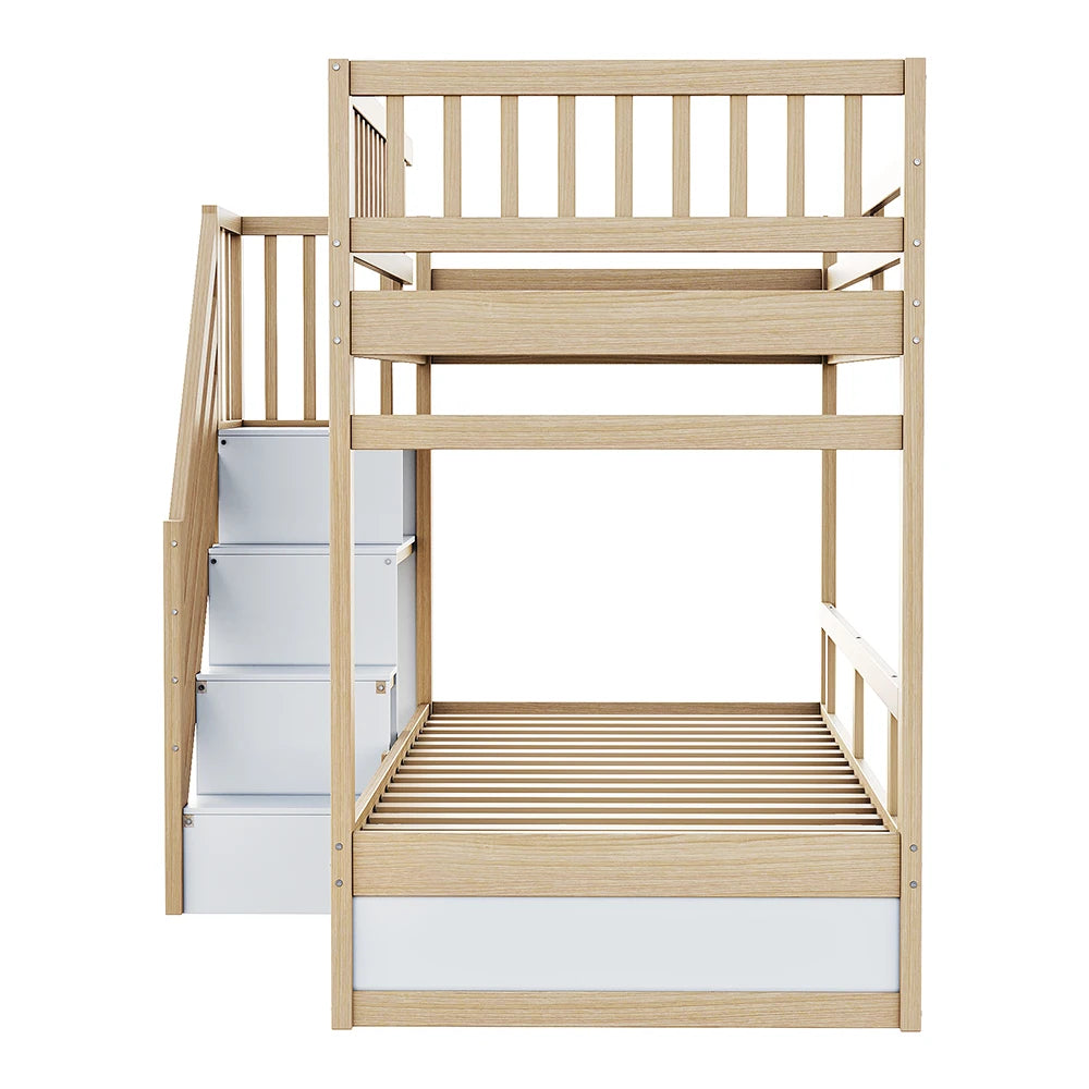 Etagenbett-Hausbett mit Treppe und Schubladen 90x200 Lilla Kids