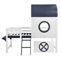 Etagenbett in Blau mit Bettkasten auf Rollen 90x200 Lilla Kids