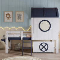 Etagenbett in Blau mit Bettkasten auf Rollen 90x200 Lilla Kids