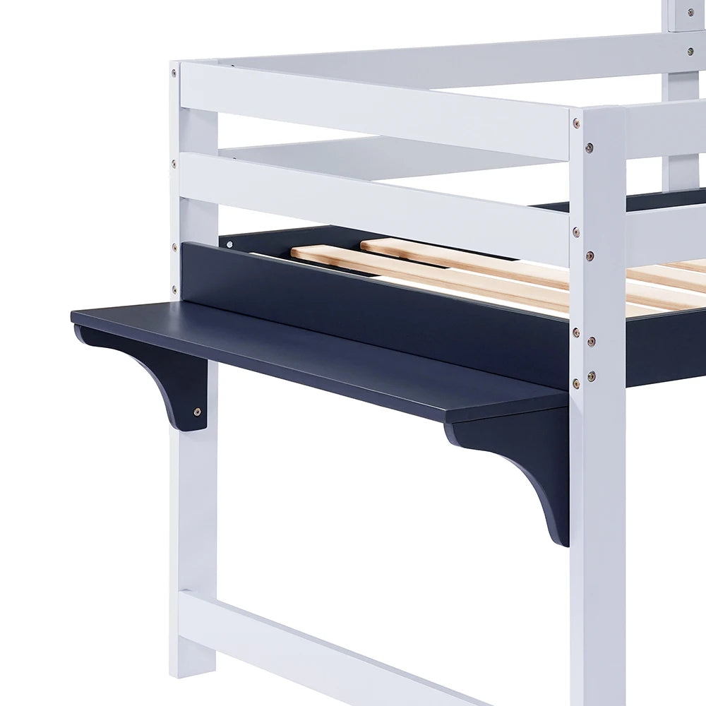 Etagenbett in Blau mit Bettkasten auf Rollen 90x200 Lilla Kids