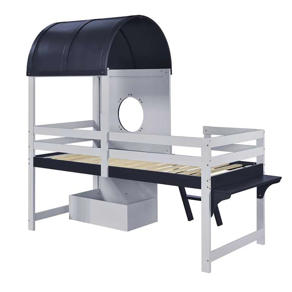 Etagenbett in Blau mit Bettkasten auf Rollen 90x200 Lilla Kids