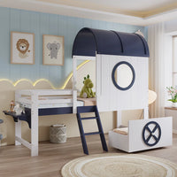 Etagenbett in Blau mit Bettkasten auf Rollen 90x200 Lilla Kids