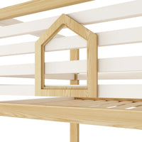 Etagenbett mit Fenstern und gerader Leiter in Khaki 90x200 Lilla Kids