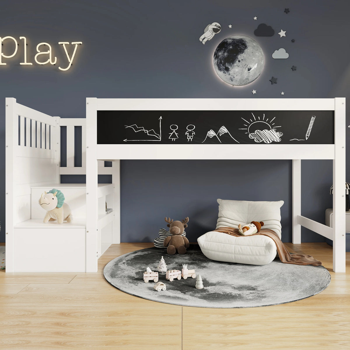 Etagenbett mit integrierter Maltafel 90x200 Lilla Kids