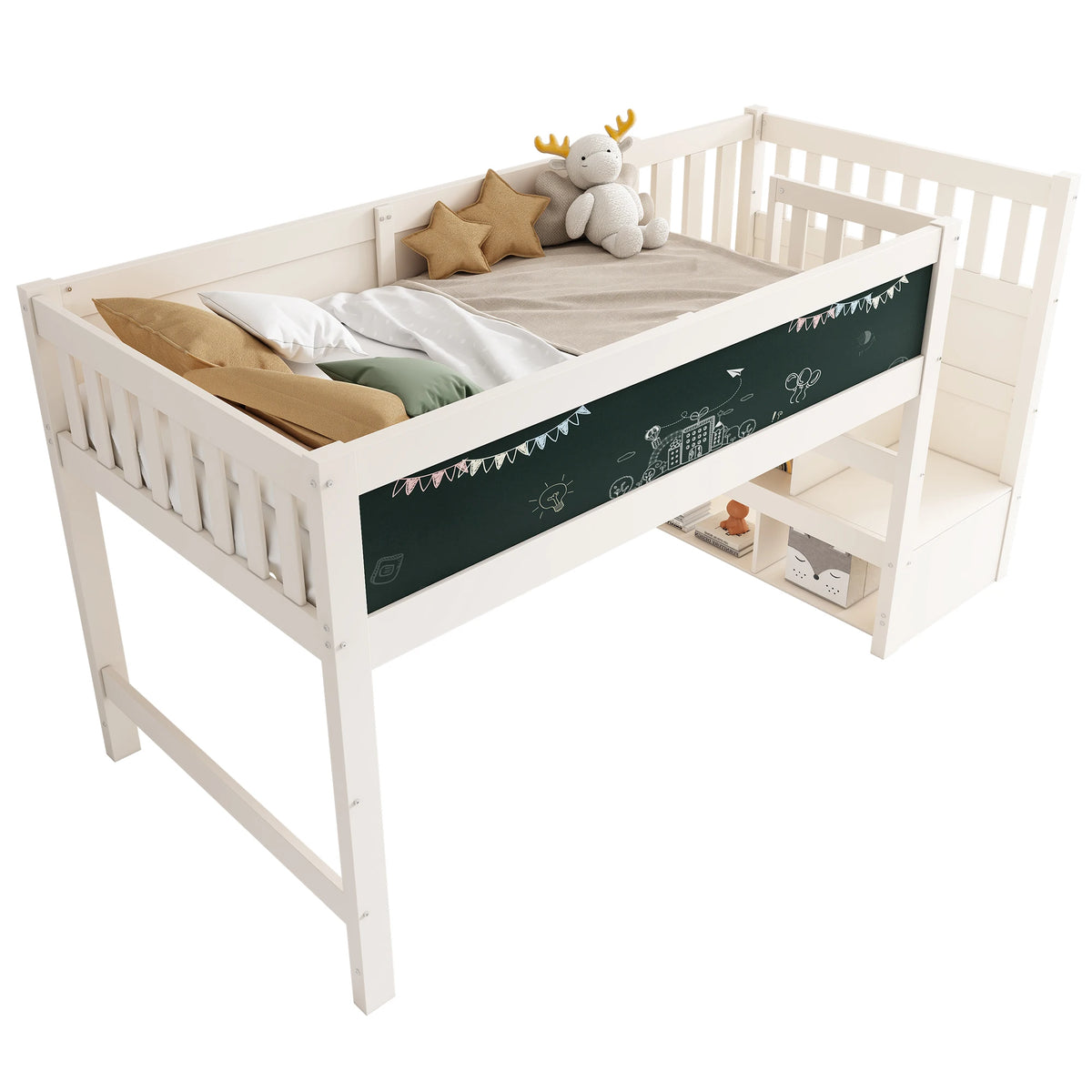 Etagenbett mit integrierter Maltafel 90x200 Lilla Kids