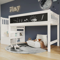 Etagenbett mit integrierter Maltafel 90x200 Lilla Kids