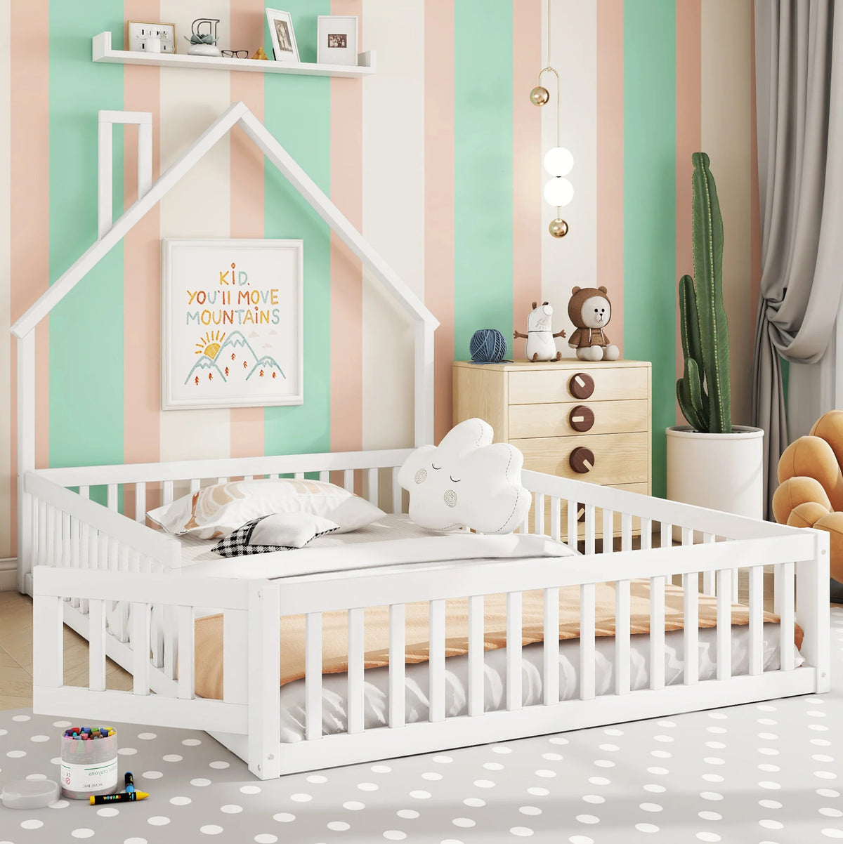 Gepolstertes Kinderbett in Kaminform 140x200 Lilla Kids