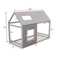 Graues Kinder-Hausbett aus Holz Lilla Kids