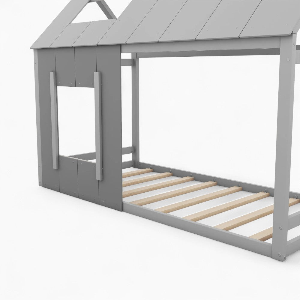 Graues Kinder-Hausbett aus Holz Lilla Kids
