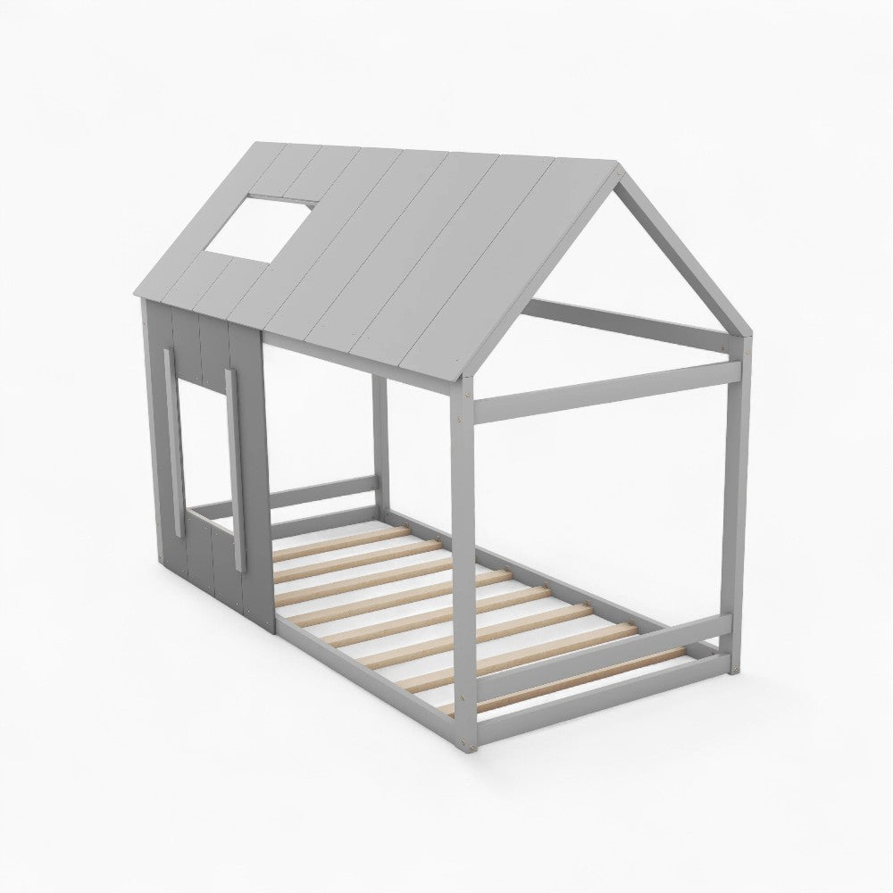 Graues Kinder-Hausbett aus Holz Lilla Kids