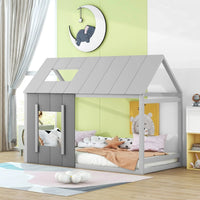 Graues Kinder-Hausbett aus Holz Lilla Kids