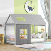 Graues Kinder-Hausbett aus Holz Lilla Kids