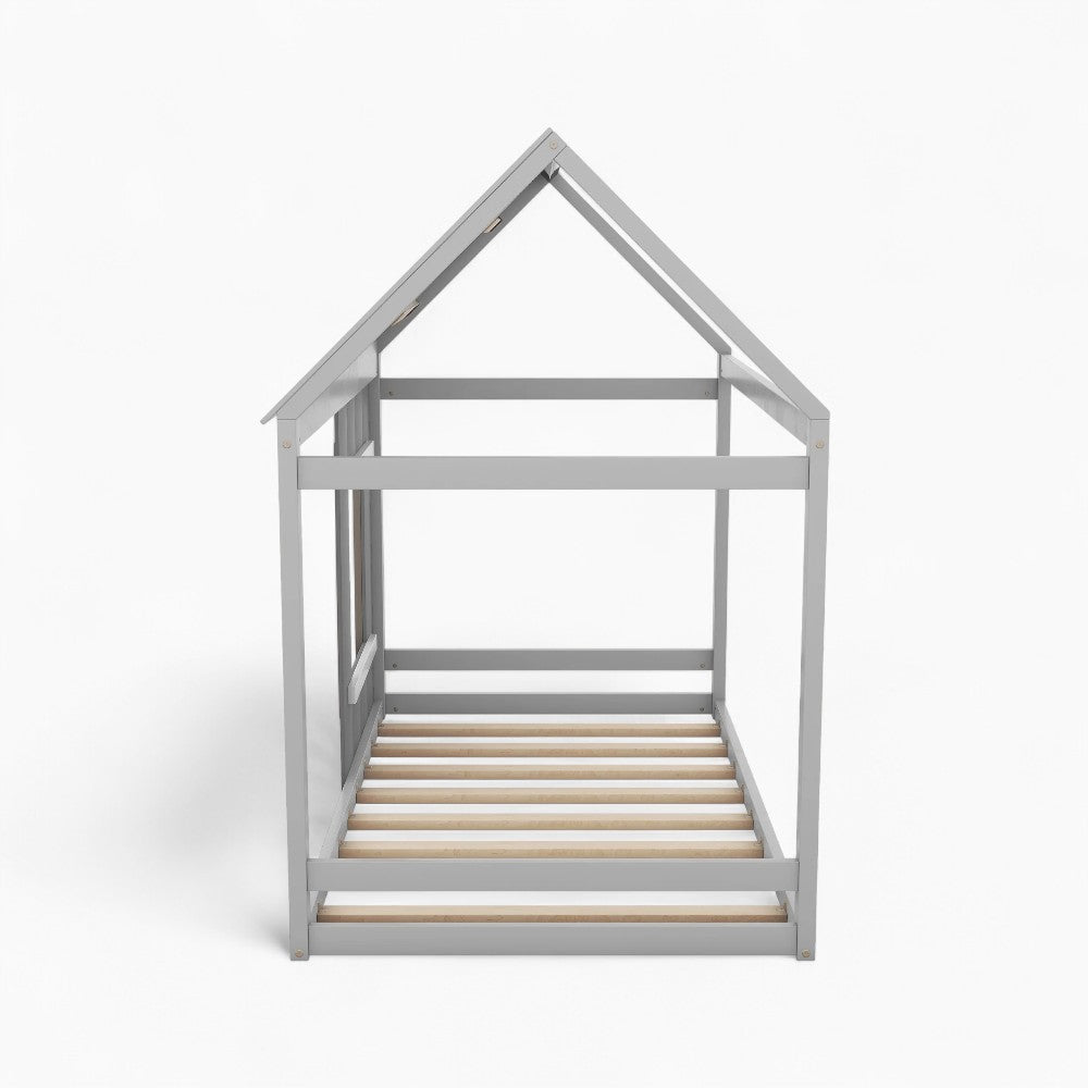 Graues Kinder-Hausbett aus Holz Lilla Kids