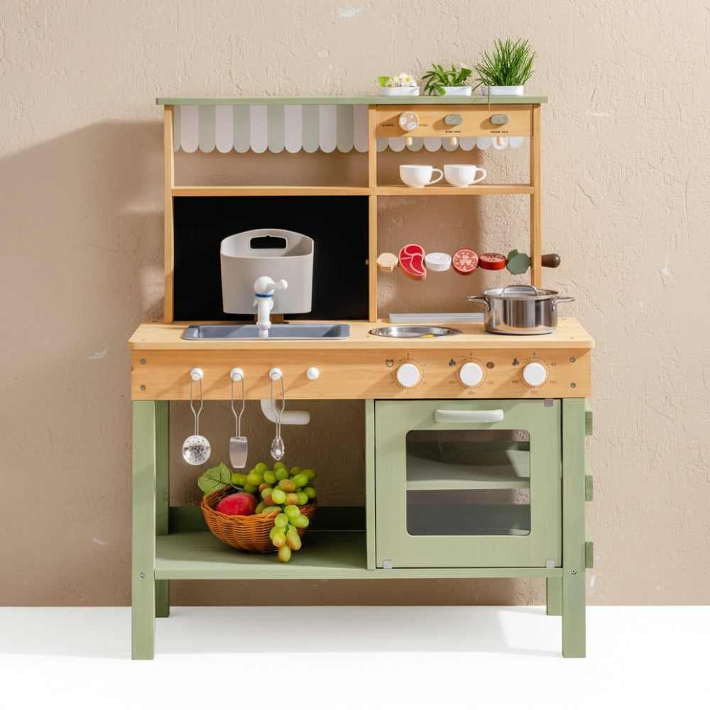 Grüne Kinderküche aus Holz mit Backofen Lilla Kids