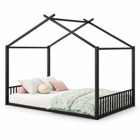 Hausbett aus Metall in Schwarz 140x200 Lilla Kids