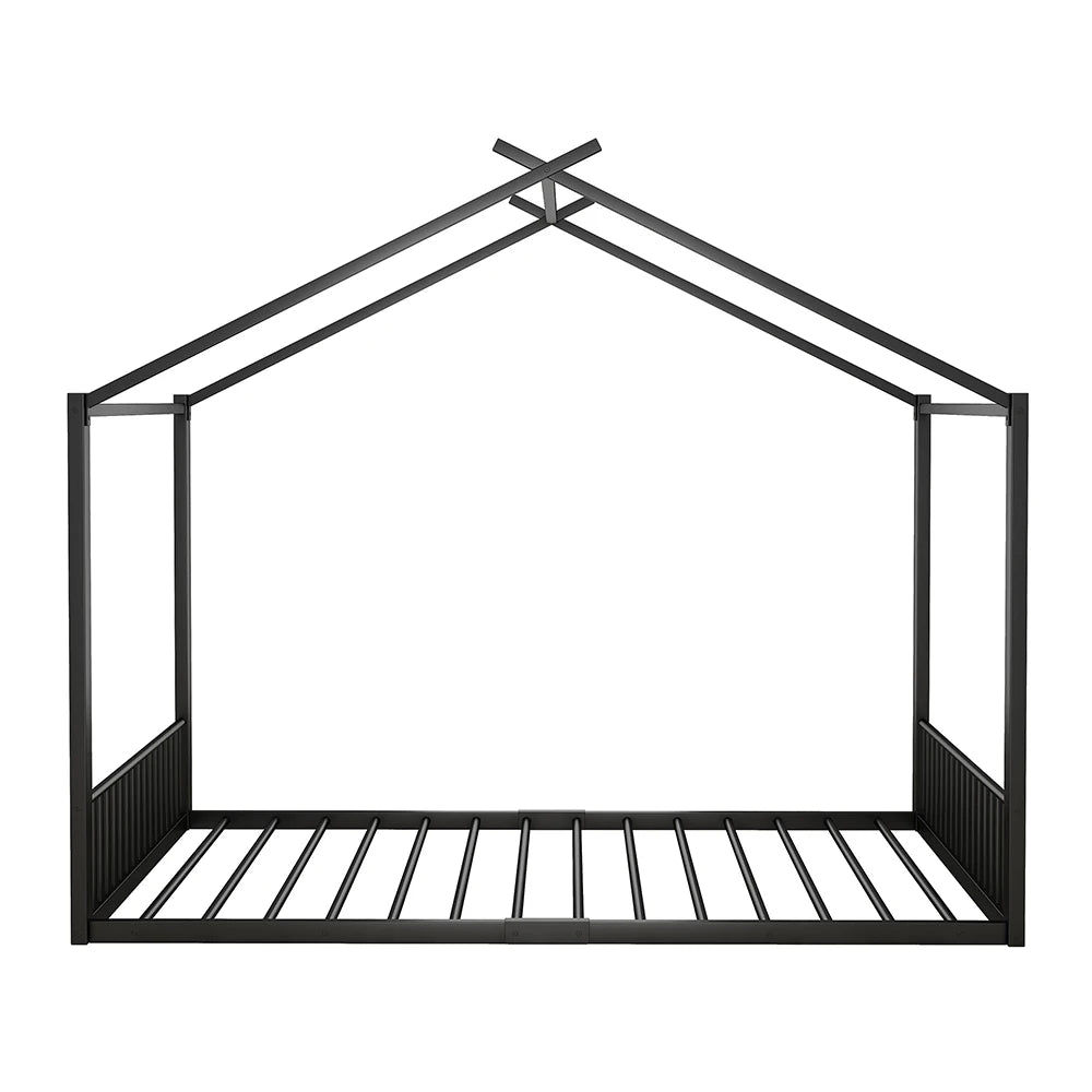 Hausbett aus Metall in Schwarz 140x200 Lilla Kids
