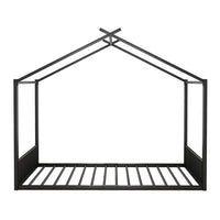 Hausbett aus Metall in Schwarz 140x200 Lilla Kids