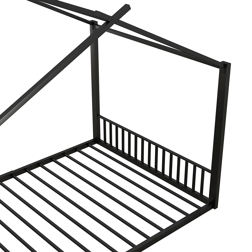 Hausbett aus Metall in Schwarz 140x200 Lilla Kids