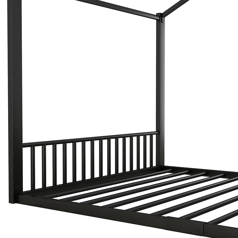 Hausbett aus Metall in Schwarz 140x200 Lilla Kids
