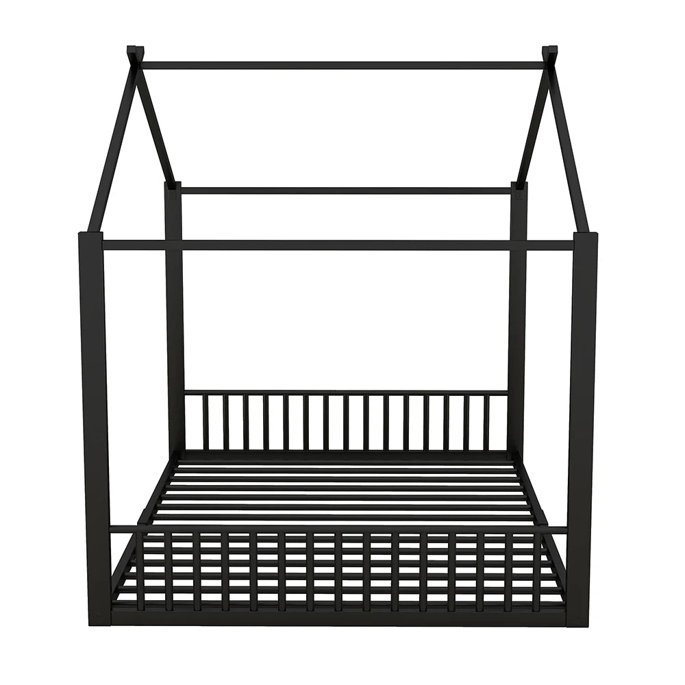 Hausbett aus Metall in Schwarz 140x200 Lilla Kids