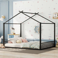 Hausbett aus Metall in Schwarz 140x200 Lilla Kids