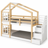 Hausbett Etagenbett mit Rutsche und Treppe 90x190 Lilla Kids