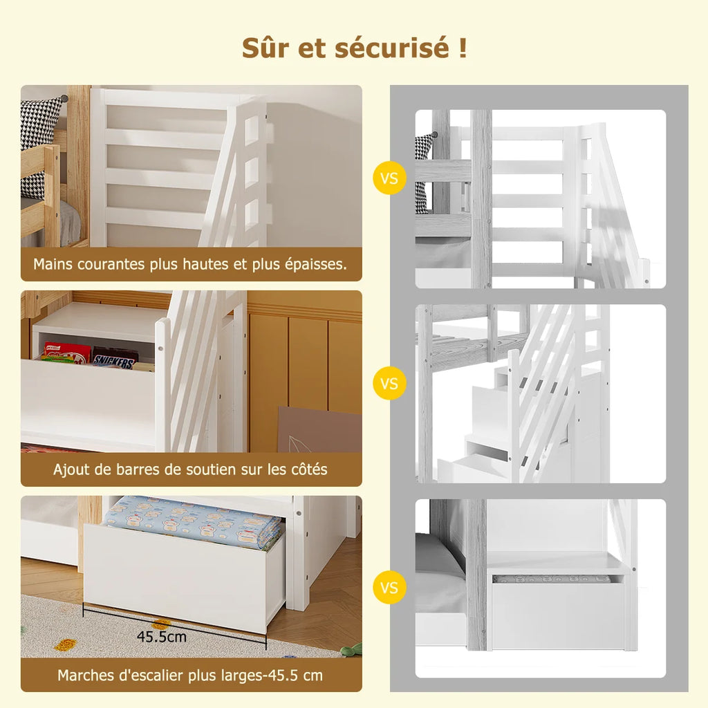 Hausbett Etagenbett mit Rutsche und Treppe 90x190 Lilla Kids