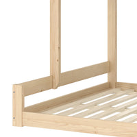 Hausbett Etagenbett mit Treppe in Holz und Weiß 90/140 Lilla Kids