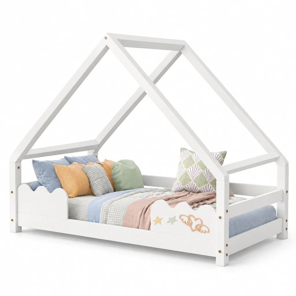 Hausbett für Kinder aus Kiefer mit Schutzgittern 90x200 Lilla Kids