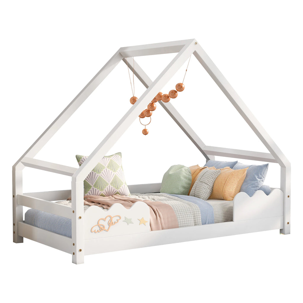 Hausbett für Kinder aus Kiefer mit Schutzgittern 90x200 Lilla Kids
