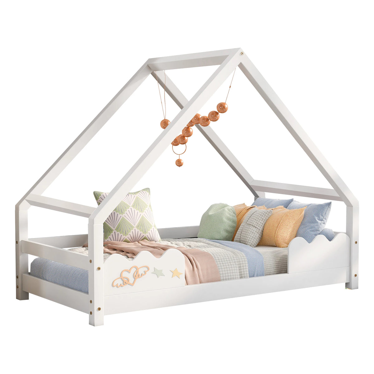Hausbett für Kinder aus Kiefer mit Schutzgittern 90x200 Lilla Kids