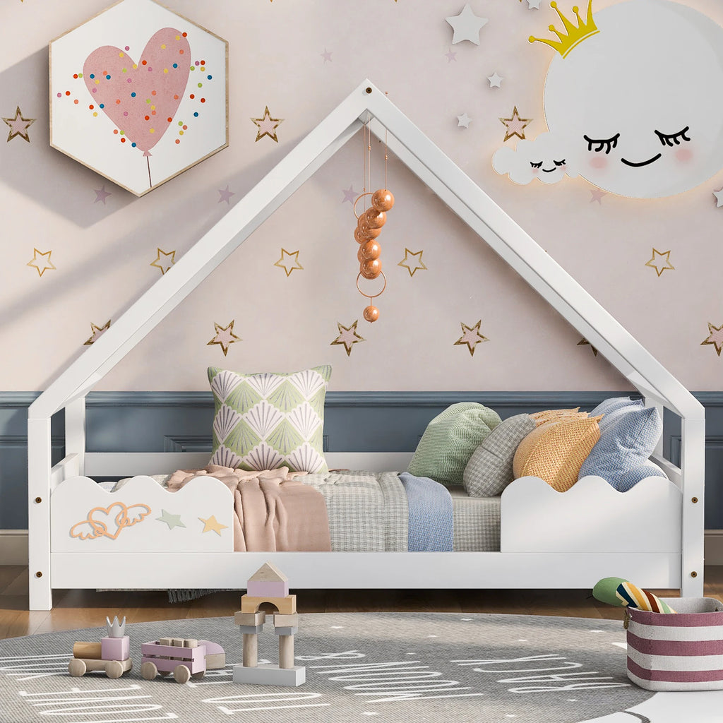 Hausbett für Kinder aus Kiefer mit Schutzgittern 90x200 Lilla Kids