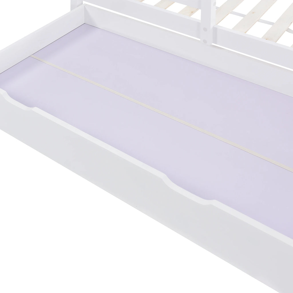 Hausbett-Hochbett mit Dach und 2 Schubladen 90x200 Lilla Kids
