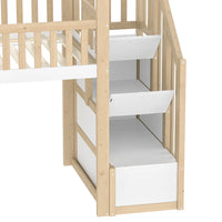 Hausbett-Hochbett mit Rutsche in Holz und Weiß 90x200 Lilla Kids