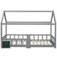 Hausbett in Grau mit Tafel und Lattenrost Lilla Kids